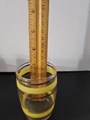 6 Vintage Striped Juice Glasses.Yellow Pink Green Gold