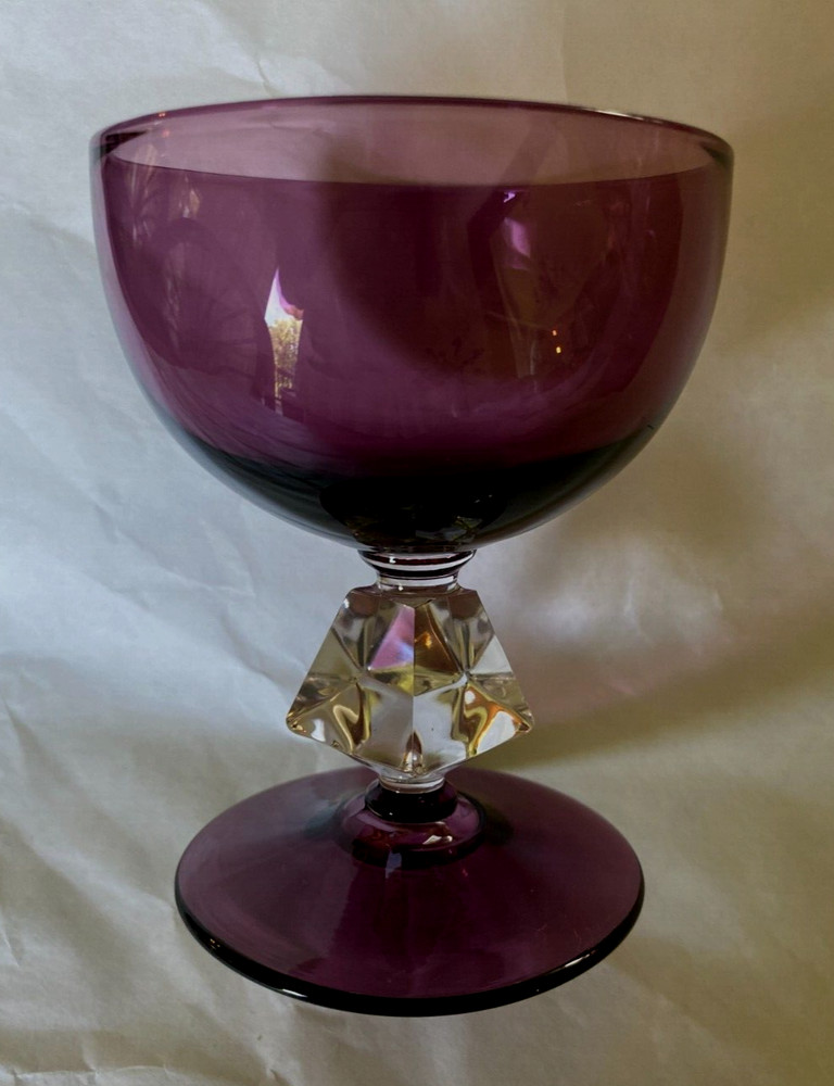 Bryce Brothers «Aquarius» Amethyst Diamond Stem Liquor Cocktail Goblet ~ Mint