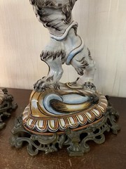 Pair of lion torches Emile Gallé, Nancy Saint Clément (price of the pair)