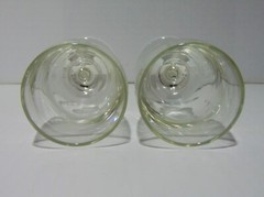 2 Libby Clear Glass Footed Sherry Glasses Slight Ribbed Optic