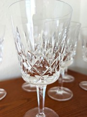 6 Gorham Cut Crystal KING EDWARD Wine Water Glasses 7.5″ Diamond Stemware Set