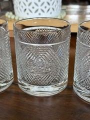 Ralph Lauren Safari Argyle Lion Crest 4-1/8” Double Old Fashion Glasses-Set of 4