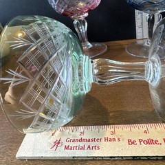 VTG.*Champagne/Sherbet Glasses *cut Diamond Pattern *various Pastel Colors