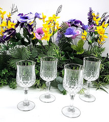 Cristal d’Arques Longchamp Wine Glass 6oz Silver Rim Crystal France 6.5″ VTG