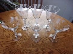 Etched Champagne Wine SC2541 Dunbar Fancy Cut Stem Etched Foot – Set of 6