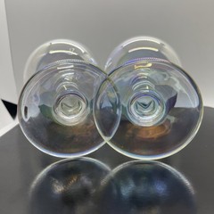 Vintage Iridescent Mold Blown Glass Champagne Coupes Sorbet Cups Heavy Set Of 2