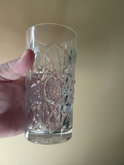 Vintage Libbey USA Hobstar 6″ Tall Highball Star of David Glass Heavy Cut Glass.