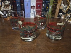 Vintage Signed Georges Briard Christmas Horn Lowball Tumblers Set Of 4 Pre-owned
