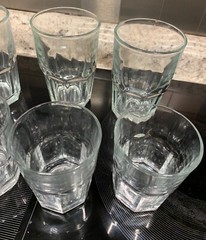 Lot of 7 Vintage Crisa Clear 8 Panel Drinking Glasses 5 1/2″ (14 oz) and 4” Tall
