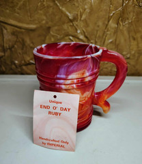 Imperial Red End of Day Slag Glass Patriotic Eagle & Stars Coffee Mug Cup