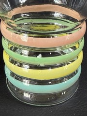 7 Petalware Pastel Bands Tumblers Corning Macbeth Evans Vintage 1930s
