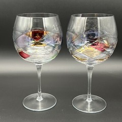 Set of 2 MILANO or SAGRATA Stained Glass Red Gold Blue 9″ Oversized Balloon Wine