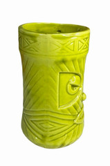 Vintage 1960s Westwood Japan Lime Green Ceramic Tiki Mug Barware