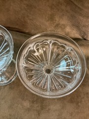 1930S Tall Sherbet/Champagne Stem Pair Flower Petals Design Bowl Clear Glass