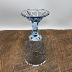 Vintage Tiara Chantilly Blue Lord’s Last Supper & Cross Wine Goblet 7″ Read