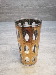 Vintage Pisa 22 Karat Crackled Glass Highball Tumbler by Culver