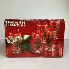 Vintage Royal Worcester Spode Christmas Tree Hi-Ball Glasses Set Of 6 Box High