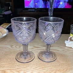 Indiana Glass Juno Dbl. Pinwheel Pink/Pur Tint Antique EAPG 4.2″ Wine Glass 1905
