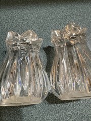 Gorham Crystal Lotus Salt Pepper Set Clear Cut 2 3/4″ T Plastic Plugs 1990-94
