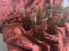 Vintage Anchor Hockings Mocha Tawny Brown Tumbler Drinking Glasses Set of 8