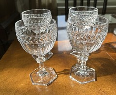 Set Of 4 Villeroy & Boch Miss Desiree Pressed Wine Claret Goblets 6″ Excellent