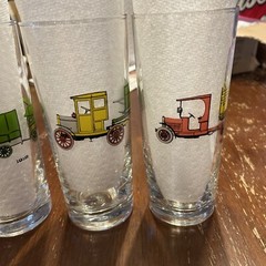 Set of 4 Vintage Hazel-Atlas Antique Classic American Cars Tumbler Glasses