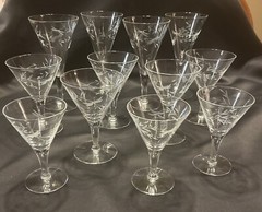 Vintage Cut Glass Cordial/Liquor Glasses Set of 12, Wheat Pattern, Various Sizes