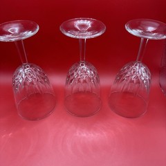 Vintage Set of 5 Luminarc France DIAMANT Wine Glasses 3-10oz & 2 6oz