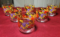 6 VINTAGE RETRO 9 oz 3-1/4″ Libbey *HARVEST* Mixed Fruits*ON THE ROCKS* GLASSES