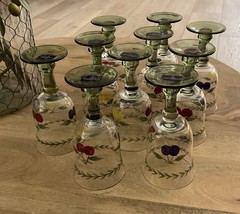 NEW Rare VILLEROY & BOCH French Garden Set Of TEN Hand Painted Glasses Goblets