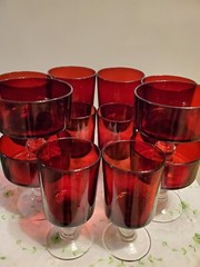 SALE! WAS 100 12pc Cristal D’Arques Durand Casual Ruby Red Water/wine/champagne