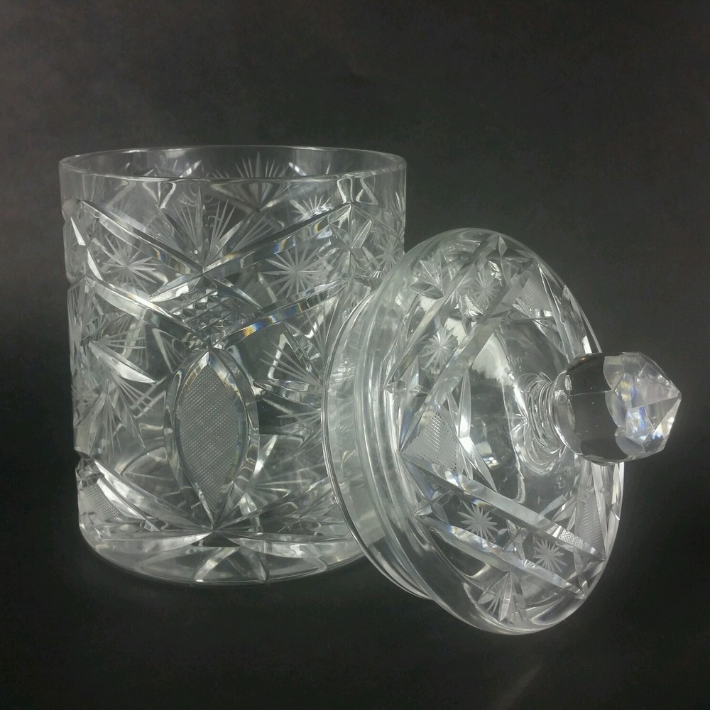Cut Crystal Glass Pinwheel Cookie Jar Canister