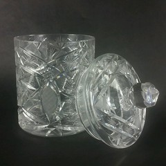 Cut Crystal Glass Pinwheel Cookie Jar Canister