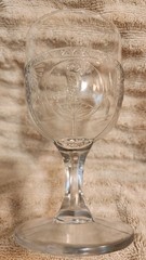 Antique EAPG owl & fan/ Parrot 1880s water goblet Richards and Hartley Pair (2)