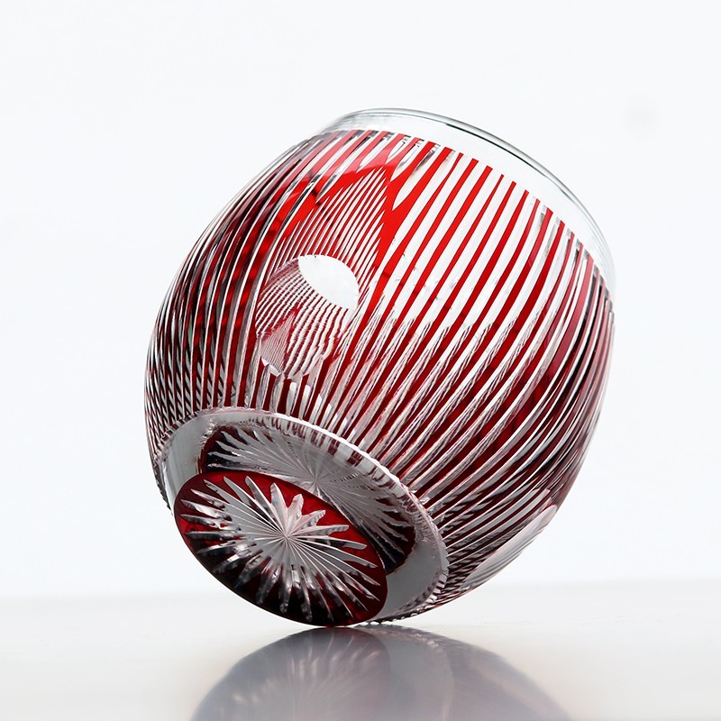Round Hand Blown Red Crystal Double Old Fashioned Solid Whiskey Glass 240ml