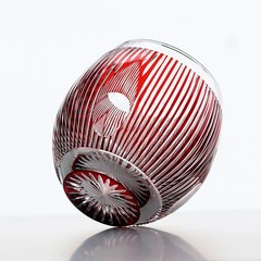 Round Hand Blown Red Crystal Double Old Fashioned Solid Whiskey Glass 240ml
