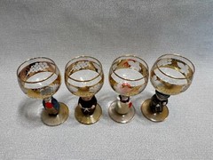 Vintage Set of 4 Goebel Hummel Figurine Stem Liqueur Wine Glasses, W Germany