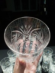 7 Tumblers DOF 4″ Glasses fans Pinwheel buzzstar crystal Leanore American Cut