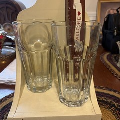 (2) Libbey Duratuff Gibraltar Clear 8 Paneled Tumbler Glass-7” tall!