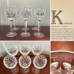 Vintage Set of 6 WATERFORD CRYSTAL Kinsale Hocks Goblets/Wine Glasses IRELAND