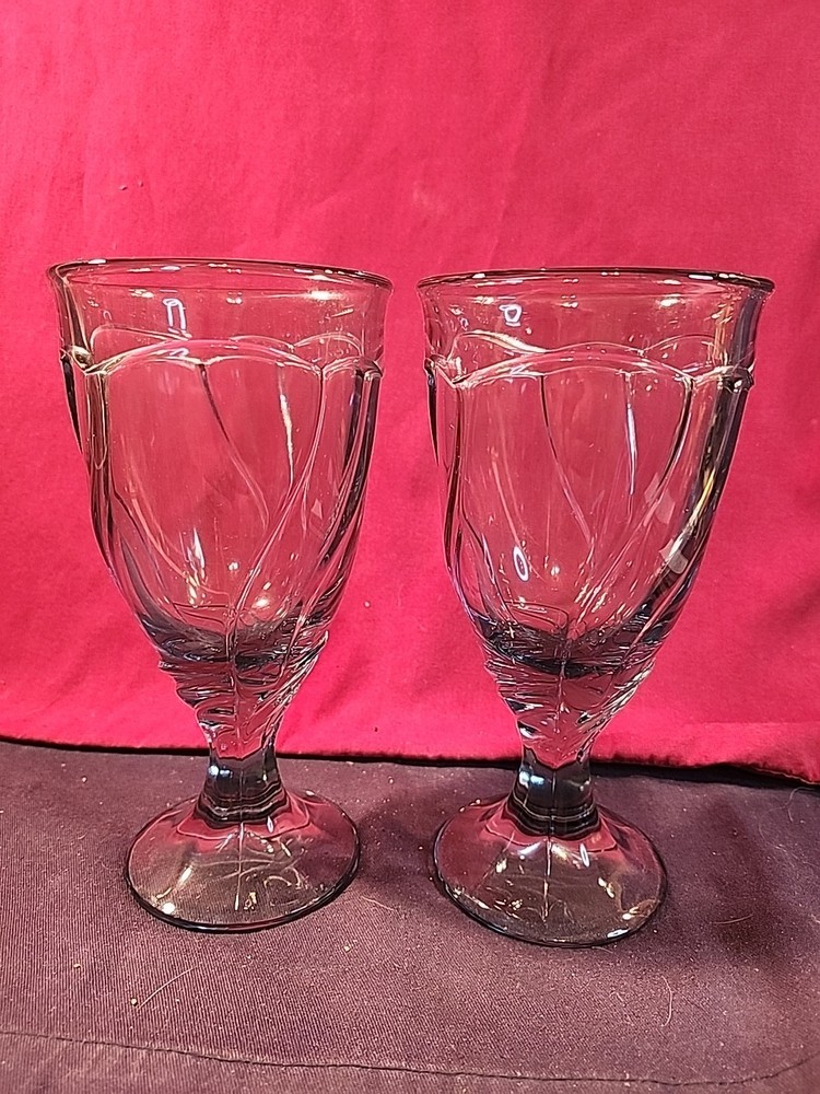 Noritake Sweet Swirl Iced Tea Goblets Light Blue 7 3/8in. Tall Set of 2