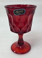 5 Noritake Perspective Ruby Wine Glasses With Thumbprint & Panel Design