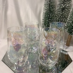 West Virginia Iridescent Loop Optic Rainbow 5.75” Juice Water Tumbler – Set of 4