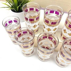 Unused Set of 8 MCM Purple & Gold Highball Glasses – Retro Cocktail Glasses