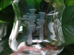 Saski/Noritake Crystal Clear Grey Cut Bamboo Seafood Cocktail & Glass Liner EUC
