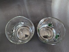 Pair of double old fashioned glasses – snowman, trees – please read