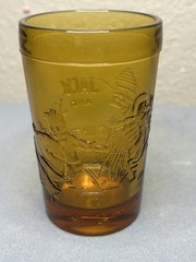 Vintage Tiara Exclusives Amber Glass Juice Tumbler Jack and Jill Indiana Glass