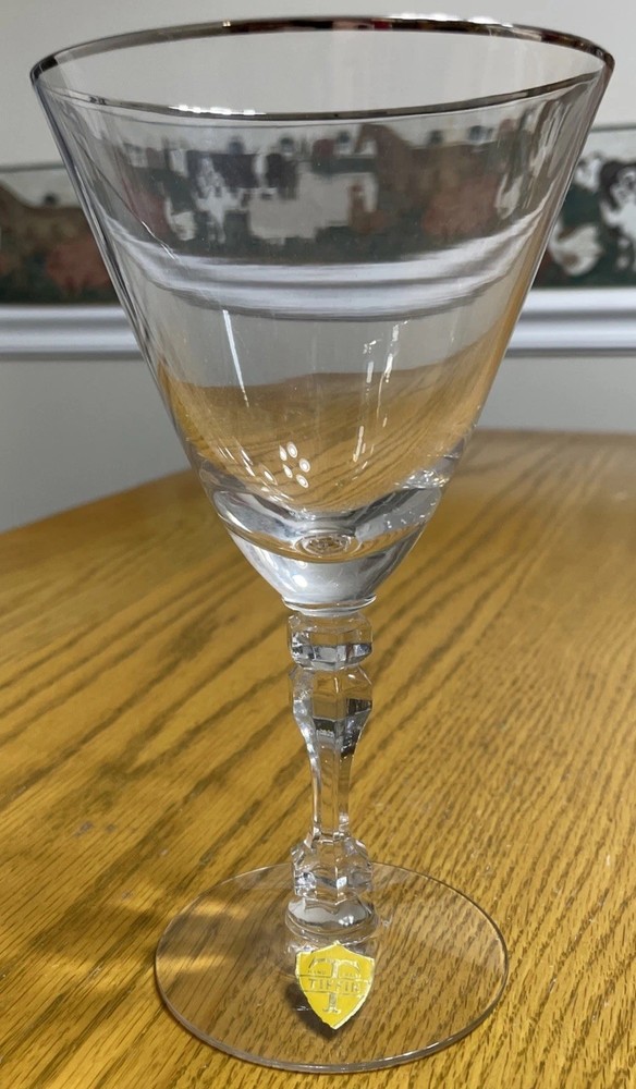 VTG Tiffin Franciscan Montclair Champagne Sherbet Glass Platinum Trim 8 oz