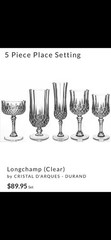 Cristal d’Arques Longchamp Set of 5 Champagne Water Wine Sherry & Cordial Qty Av