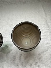 Hand Blown Glass Wine Goblets Brown/Black Stripes